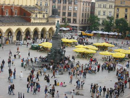 Statue of Polish poet Adam Mickiewicz, Market Square, Cracow, Poland