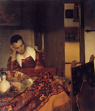 A Woman Asleep by Johannes Vermeer c. 1656